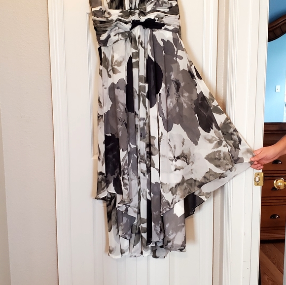 Eliza J sz 12 floral halter gown *skirt layers altered to shin/ankle length - Picture 7 of 8